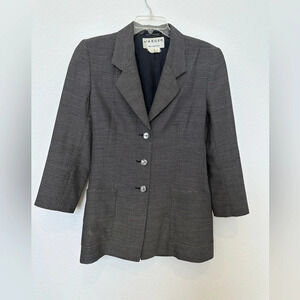 Vintage 80s Jaeger Boyfriend Blazer‎ Black and White Wool Blend 6